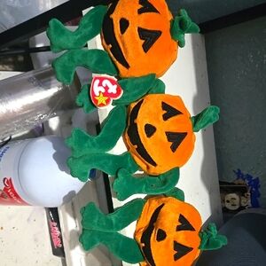 TY Beanie Babies Halloween Pumpkin Trio